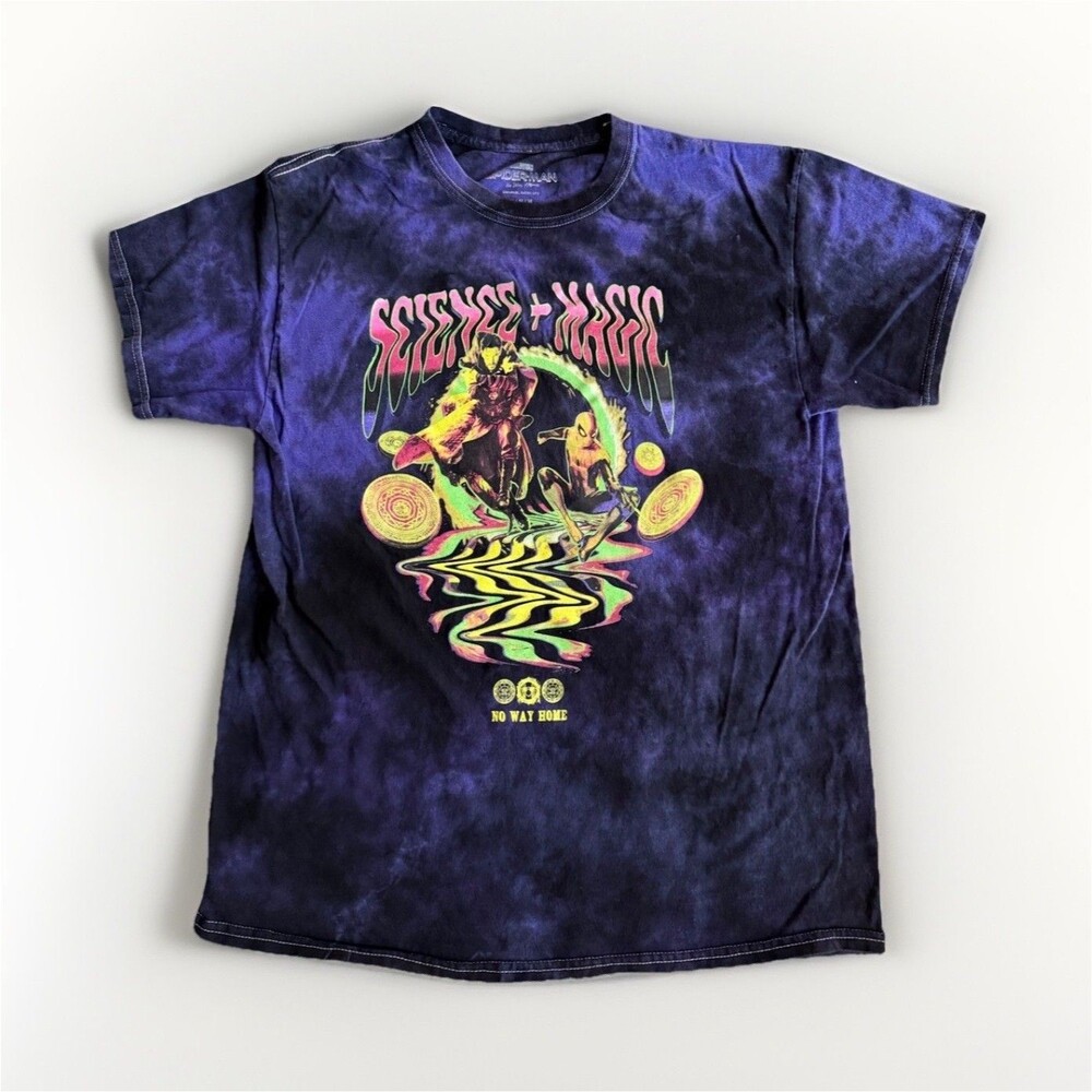Marvel Spider-Man No Way Home Tie-Dye Graphic Crew Neck Tee Men's M Purple
